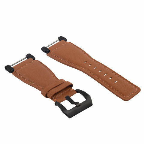 24MM GENUINE LEATHER WATCH BAND STRAP SMOOTH WITH BLACK ADAPTER FOR SUUNTO CORE