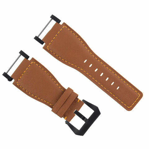 24MM GENUINE LEATHER WATCH BAND STRAP SMOOTH WITH BLACK ADAPTER FOR SUUNTO CORE