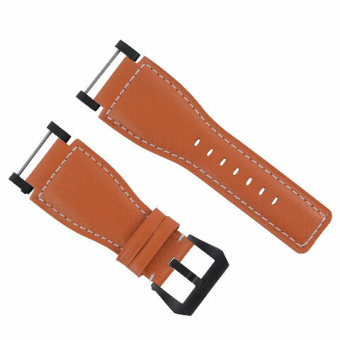24MM GENUINE LEATHER WATCH BAND STRAP SMOOTH WITH BLACK ADAPTER FOR SUUNTO CORE