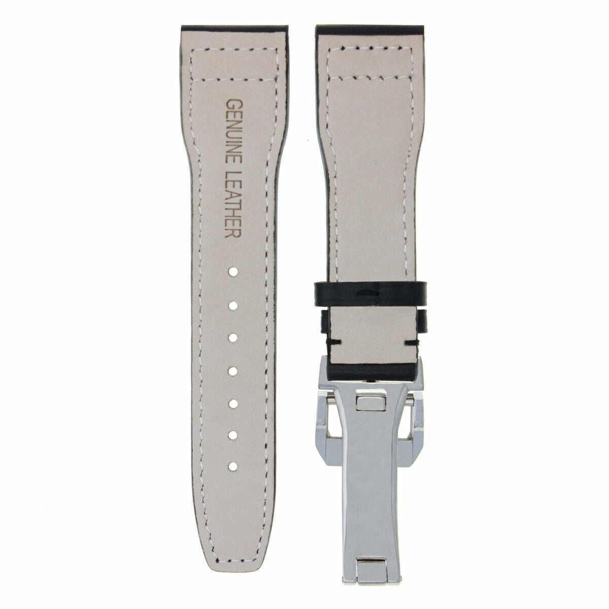 20-21-22-23MM LEATHER WATCH BAND STRAP FOR IWC PILOT PORTUGUESE TOP GUN + CLASP, Black, underside view