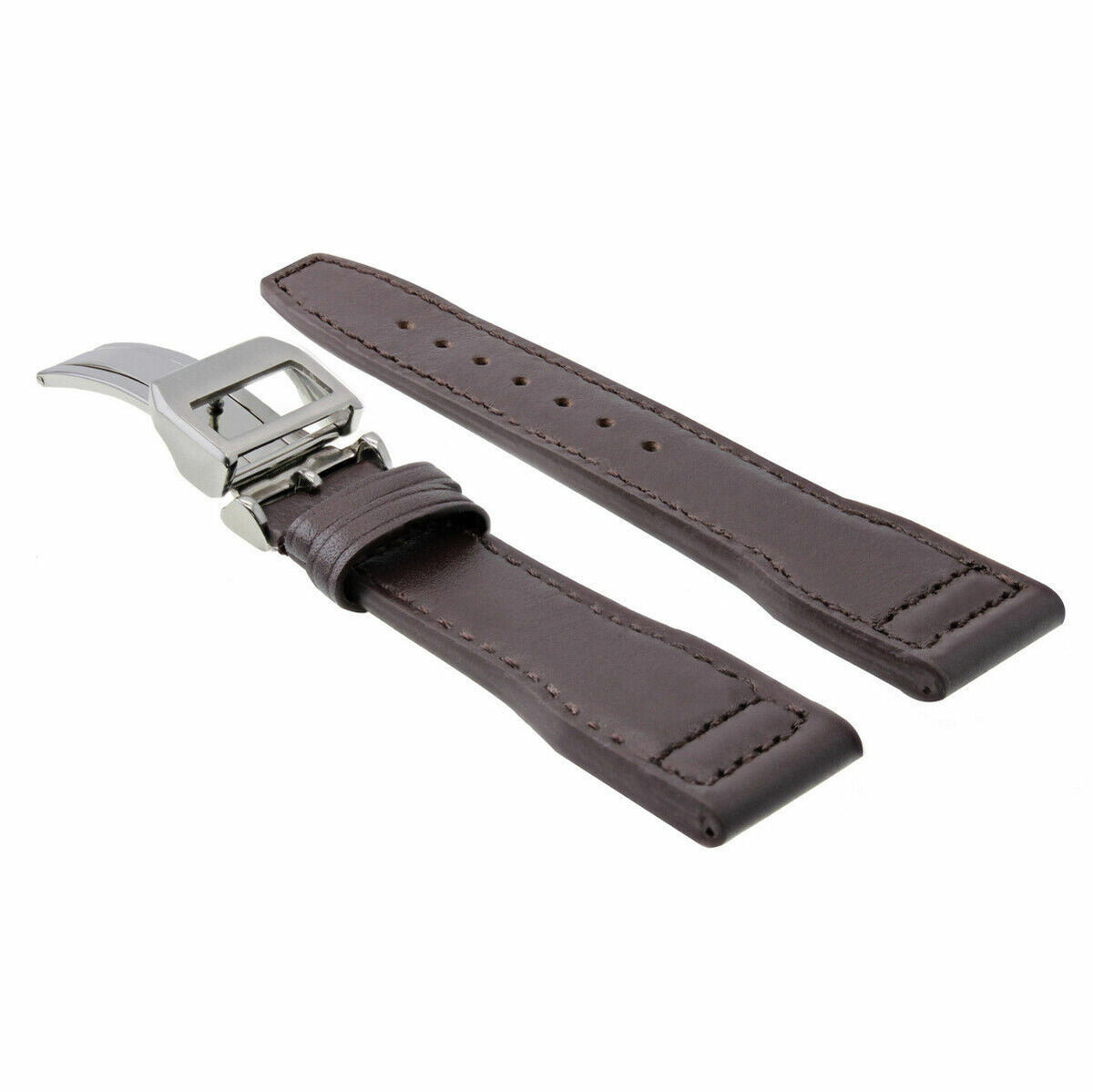 20-21-22-23MM LEATHER WATCH BAND STRAP FOR IWC PILOT PORTUGUESE TOP GUN + CLASP, Brown, front view
