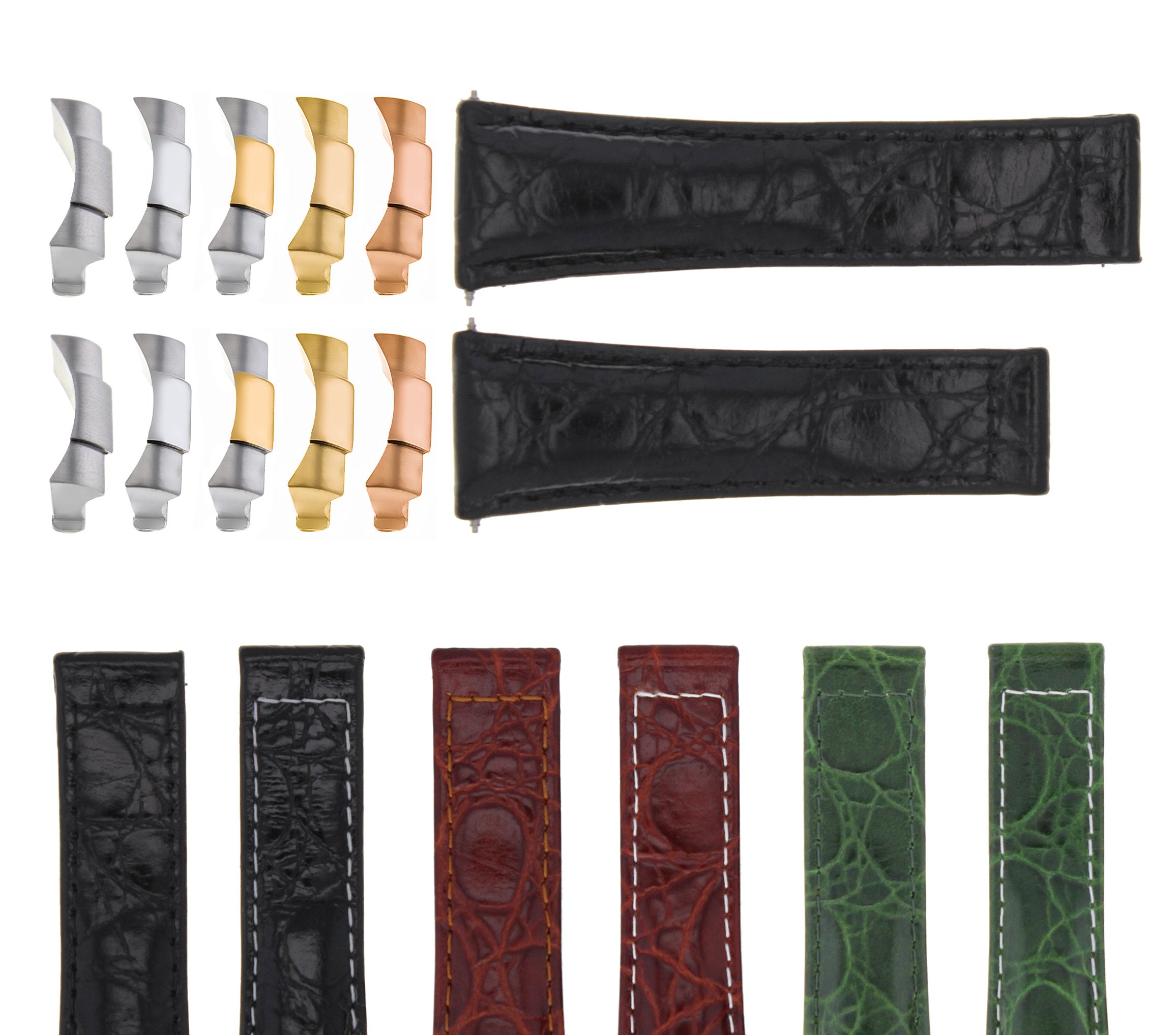 20MM CROCODILE LEATHER WATCH BAND STRAP ENDLINK FOR ROLEX DAYTONA 16518 116519