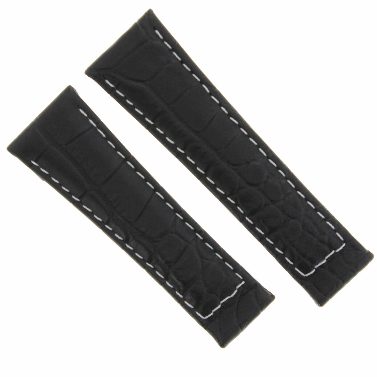 20MM LEATHER WATCH BAND STRAP WITH GOLD BUCKLE FOR ROLEX DAYTONA 16519 116520, Black White Stitching (Short), view 3