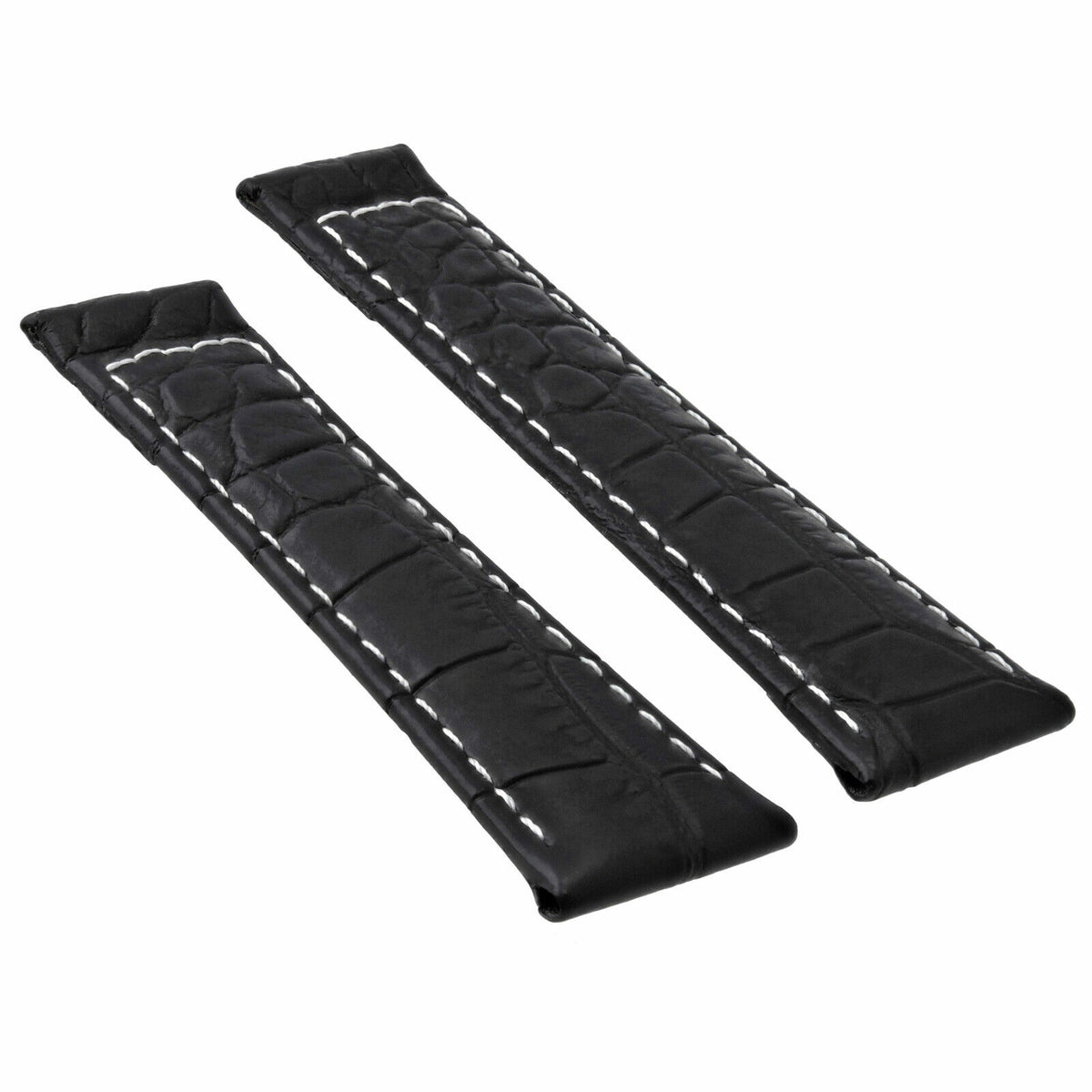 20MM LEATHER WATCH BAND STRAP WITH GOLD BUCKLE FOR ROLEX DAYTONA 16519 116520, Black White Stitching (Short), view 4