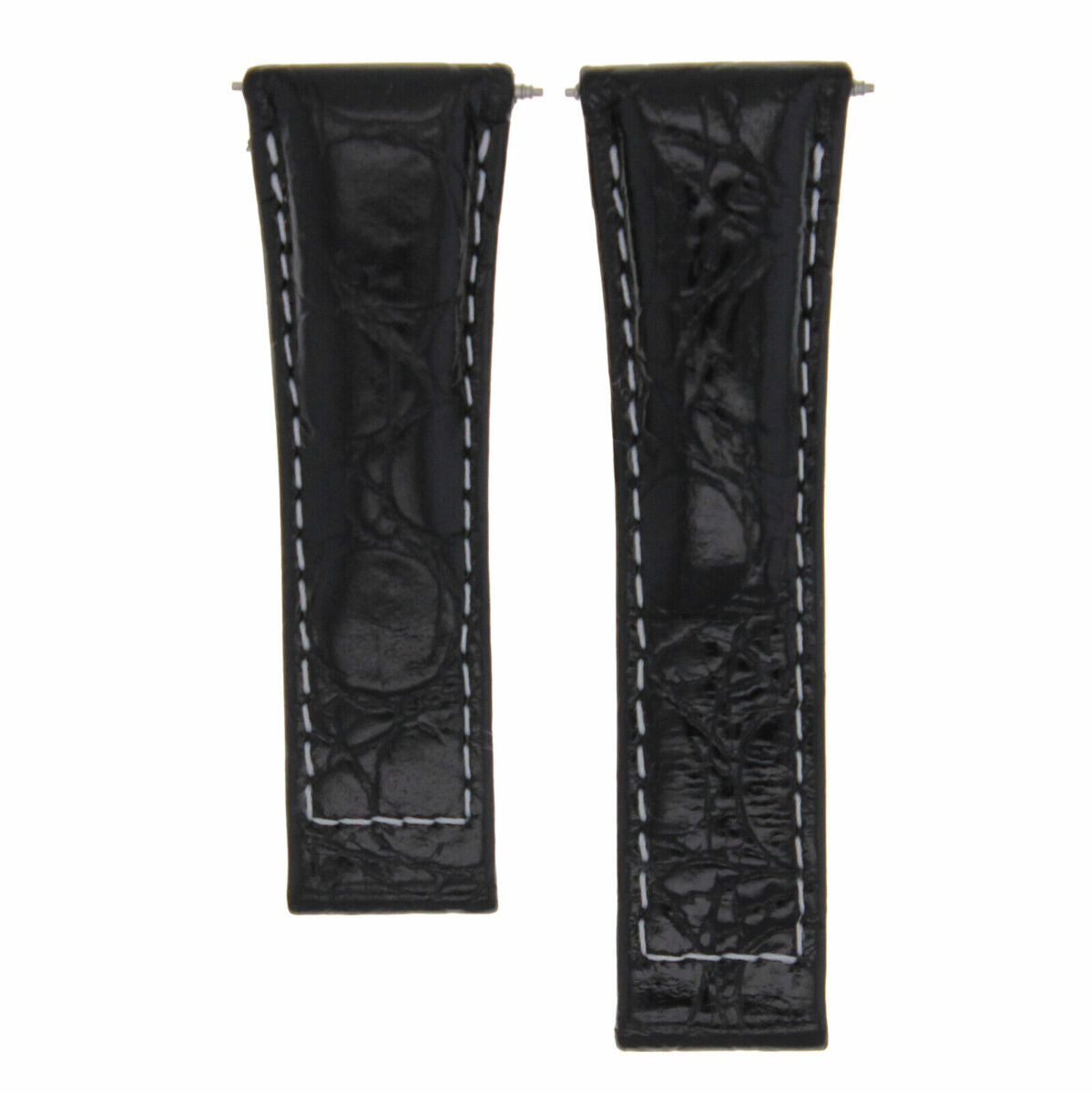 20MM LEATHER WATCH BAND STRAP WITH GOLD BUCKLE FOR ROLEX DAYTONA 16519 116520, Black White Stitching (Regular), view 2