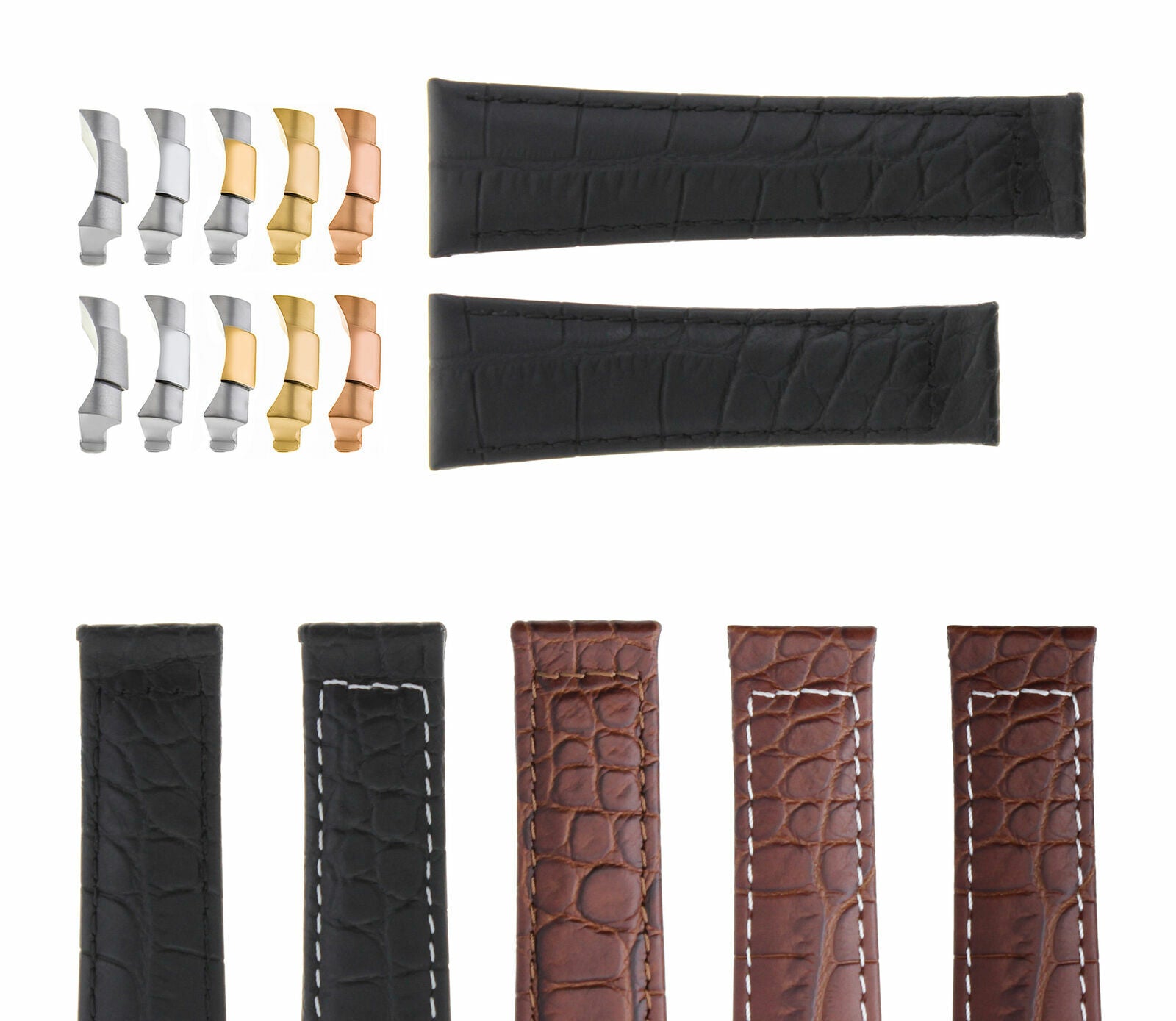 20MM CROC LEATHER WATCH BAND STRAP FIT FOR ROLEX DAYTONA ENDPIECES SHORT MEDIUM