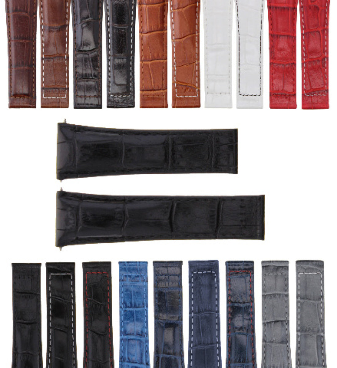 20MM LEATHER WATCH BAND STRAP FOR ALL ROLEX DAYTONA PRESIDENT SHORT,REGULAR,LONG, Black (Extra Short)