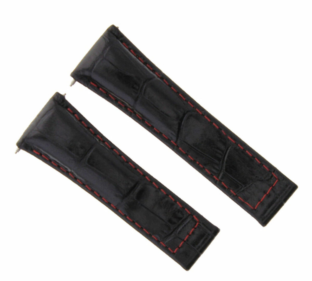 20MM LEATHER WATCH BAND STRAP FOR ALL ROLEX DAYTONA PRESIDENT SHORT,REGULAR,LONG, Black Red Stitching (Regular), view 3