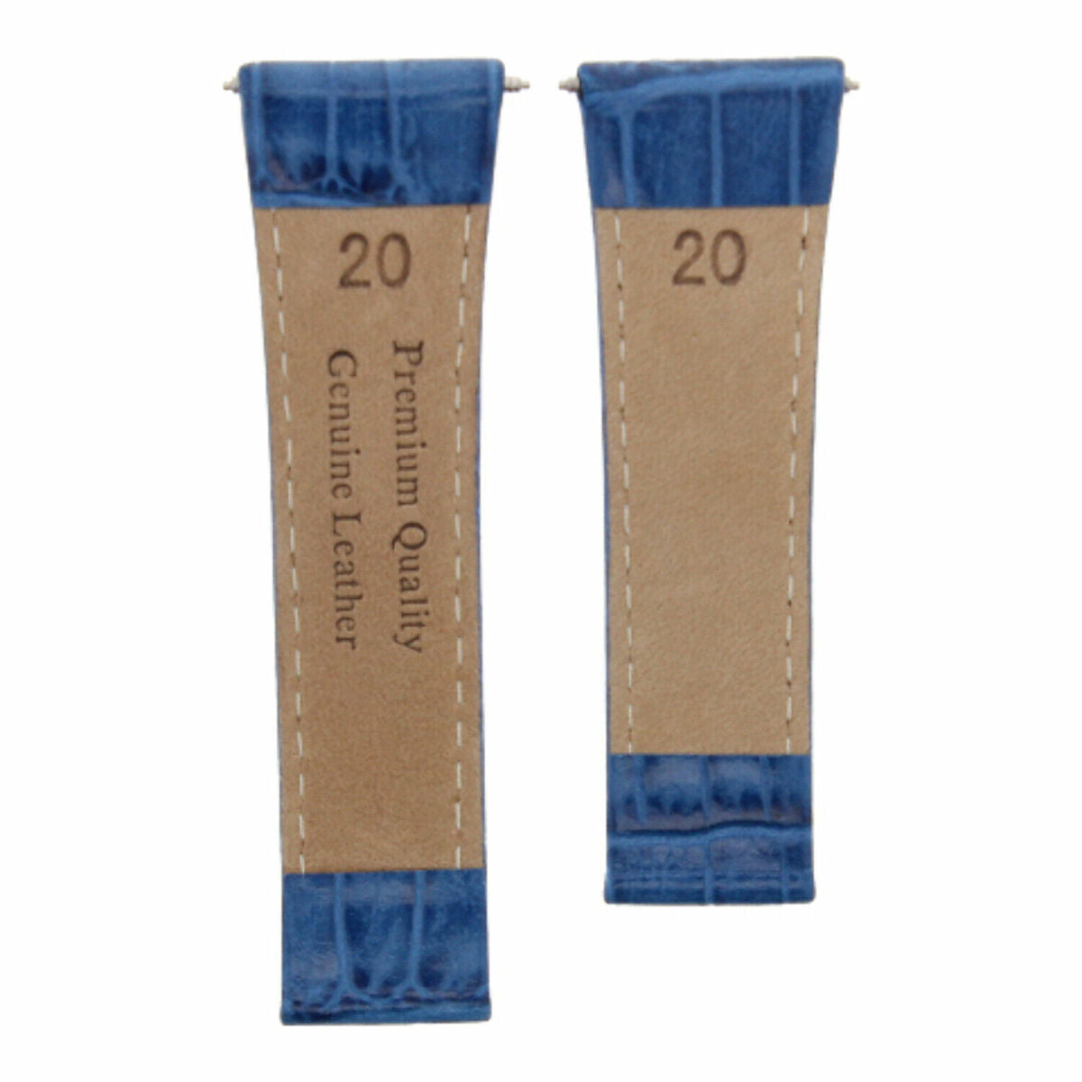 20MM REPLACEMENT LEATHER WATCH BAND STRAP FOR ROLEX SUBMARINER GMT DATEJUST, Light Blue (Regular), front view