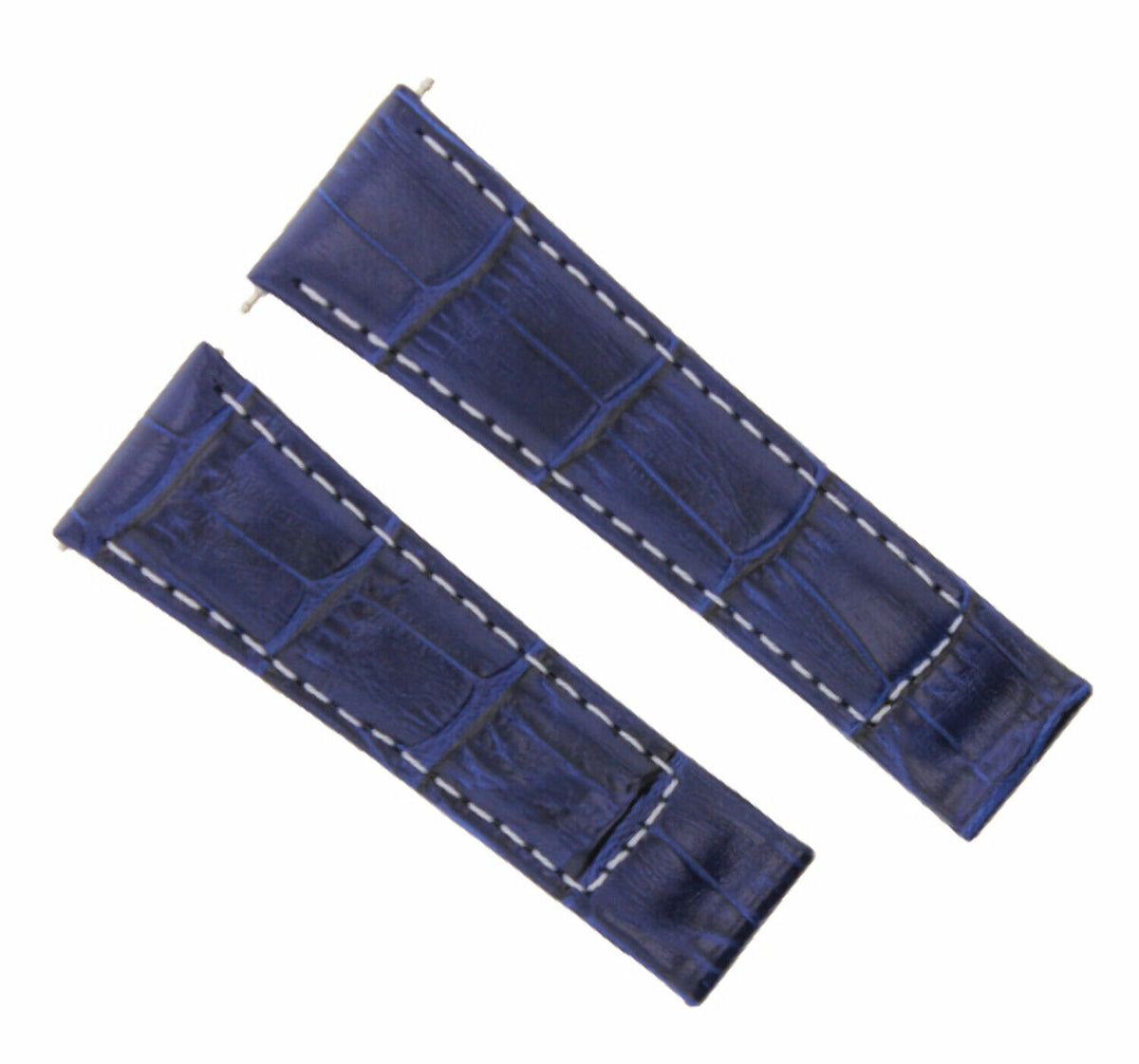 20MM REPLACEMENT LEATHER WATCH BAND STRAP WITH ENDPIECES FOR ROLEX DAYTONA 40MM, Blue White Stitching (Short), view 3