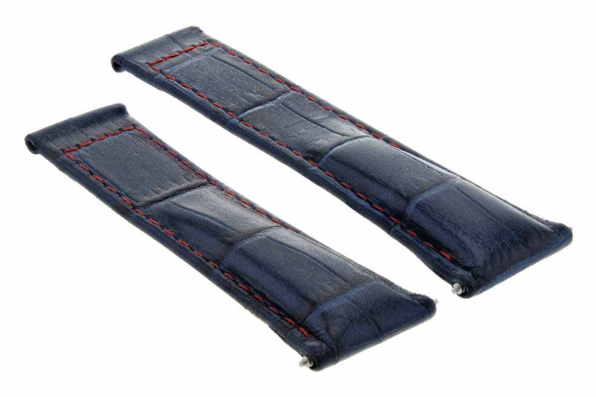 20MM LEATHER WATCH BAND STRAP FOR ALL ROLEX DAYTONA PRESIDENT SHORT,REGULAR,LONG, Blue Red Stitching (Regular), view 3