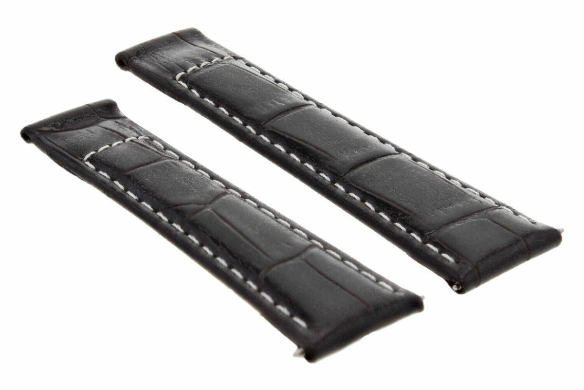 20MM LEATHER WATCH BAND STRAP FOR ALL ROLEX DAYTONA PRESIDENT SHORT,REGULAR,LONG, Dk Brown White Stitching (Regular)