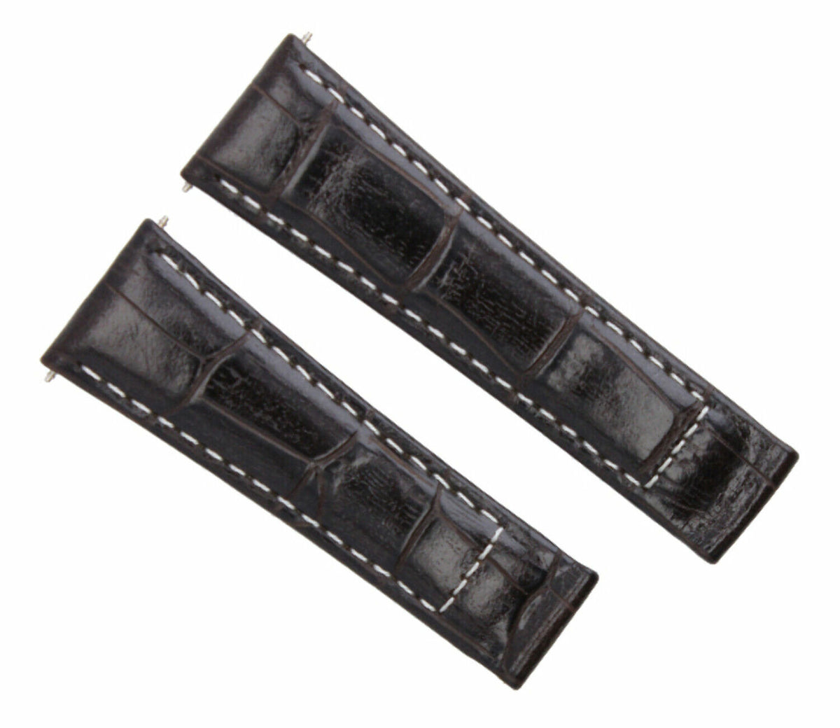 20MM REPLACEMENT LEATHER WATCH BAND STRAP WITH ENDPIECES FOR ROLEX DAYTONA 40MM, Dk Brown White Stitching (Regular), view 3