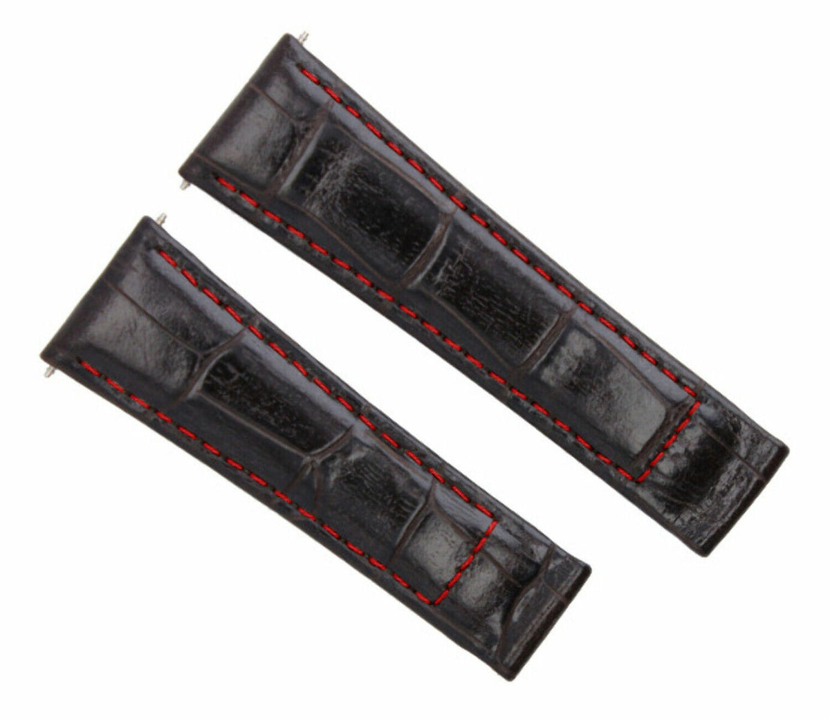 20MM LEATHER WATCH BAND STRAP FOR ALL ROLEX DAYTONA PRESIDENT SHORT,REGULAR,LONG, Dk Brown Red Stitching (Short)