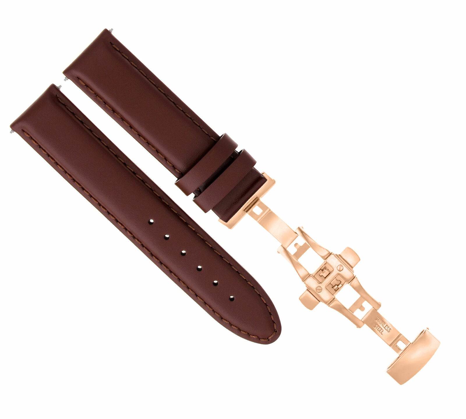 18-19-20-22-24MM SMOOTH LEATHER WATCH BAND STRAP FOR CITIZEN ECODRIVE CLASP ROSE