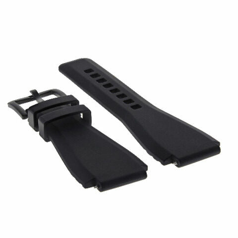24MM Silicone Rubber Watch Band Strap for Bell & Ross BR-01-BR-03 + Black Buckle, front view