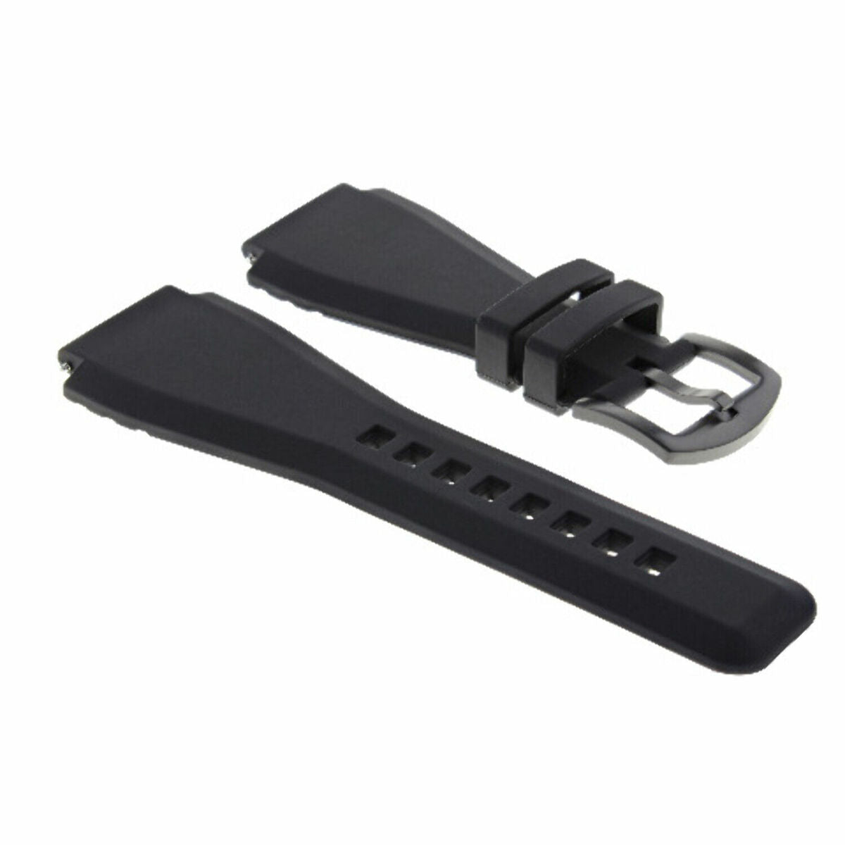 24MM SILICONE RUBBER WATCH BAND STRAP FOR BELL & ROSS BR-01-BR-03 + BLACK BUCKLE