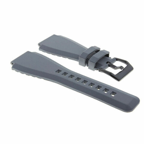 24MM Silicone Rubber Watch Band Strap for Bell & Ross BR-01-BR-03 + Black Buckle, front view