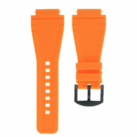24MM Silicone Rubber Watch Band Strap for Bell & Ross BR-01-BR-03 + Black Buckle