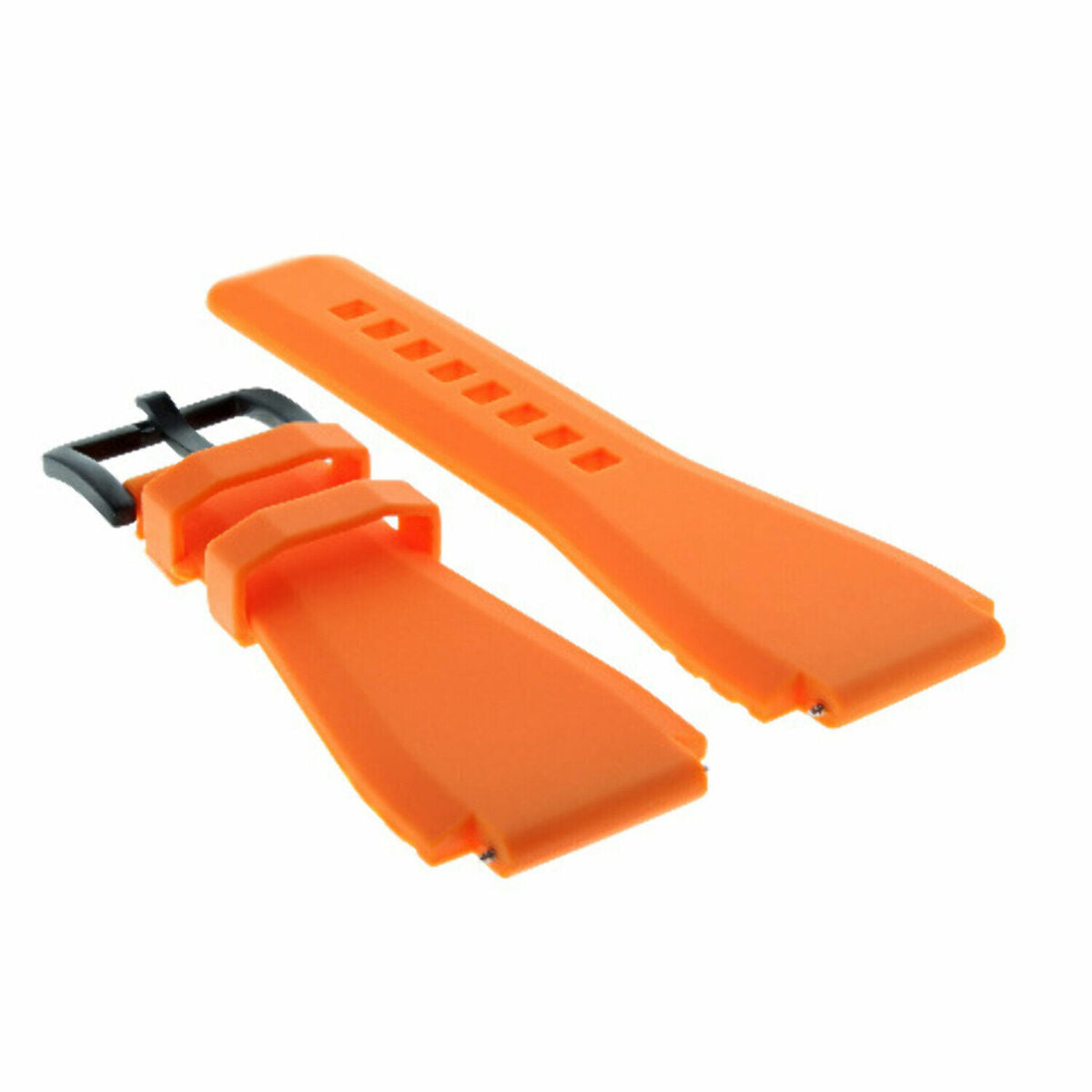 24MM SILICONE RUBBER WATCH BAND STRAP FOR BELL & ROSS BR-01-BR-03 + BLACK BUCKLE