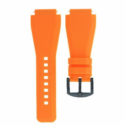 24MM Silicone Rubber Watch Band Strap for Bell & Ross BR-01-BR-03 + Black Buckle