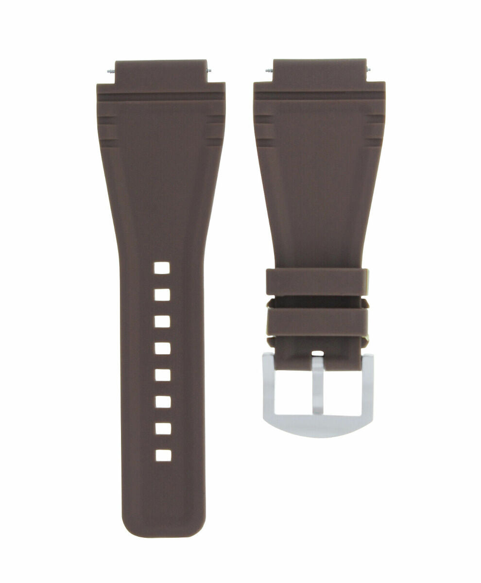24MM SILICONE RUBBER WATCH BAND STRAP FOR BELL & ROSS BR-01-BR-03 + STEEL BUCKLE, Brown, view 3