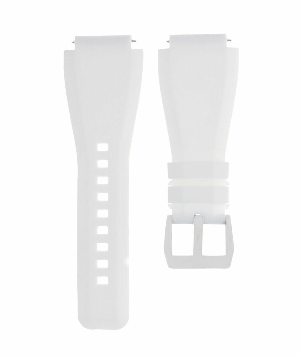 24MM SILICONE RUBBER WATCH BAND STRAP FOR BELL & ROSS BR-01-BR-03 + STEEL BUCKLE, White, view 3