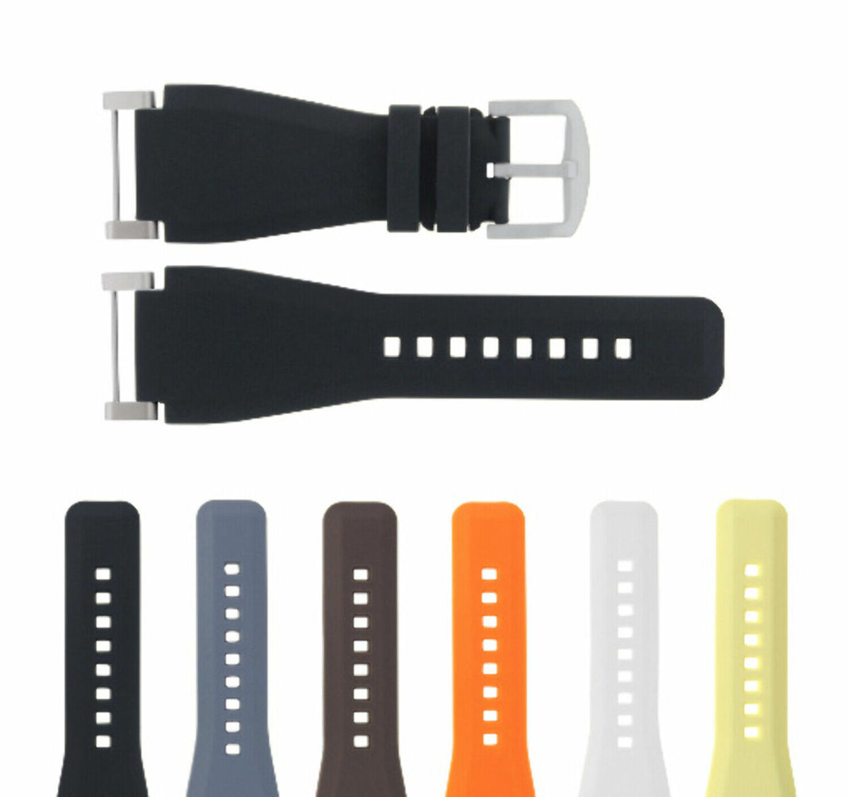 24MM FOR SUUNTO CORE REPLACEMENT SILICONE RUBBER WATCH BAND STRAP + STEEL ADAPTER, Yellow