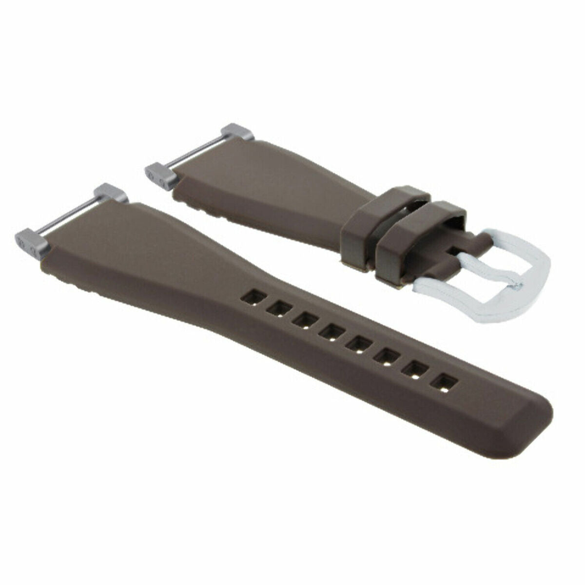 24MM FOR SUUNTO CORE REPLACEMENT SILICONE RUBBER WATCH BAND STRAP + STEEL ADAPTER, Brown, view 4