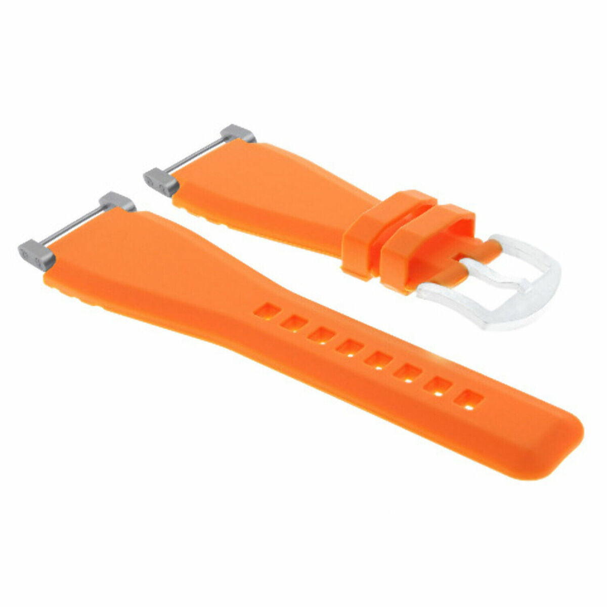 24MM FOR SUUNTO CORE REPLACEMENT SILICONE RUBBER WATCH BAND STRAP + STEEL ADAPTER, Orange, front view