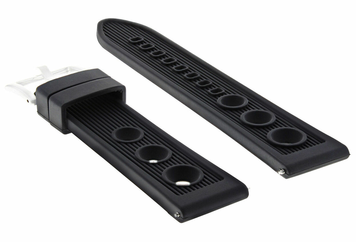 20MM RUBBER DIVER WATCH BAND STRAP FOR BREITLING SUPEROCEAN, PILOT, NAVITIMER, Black, view 4