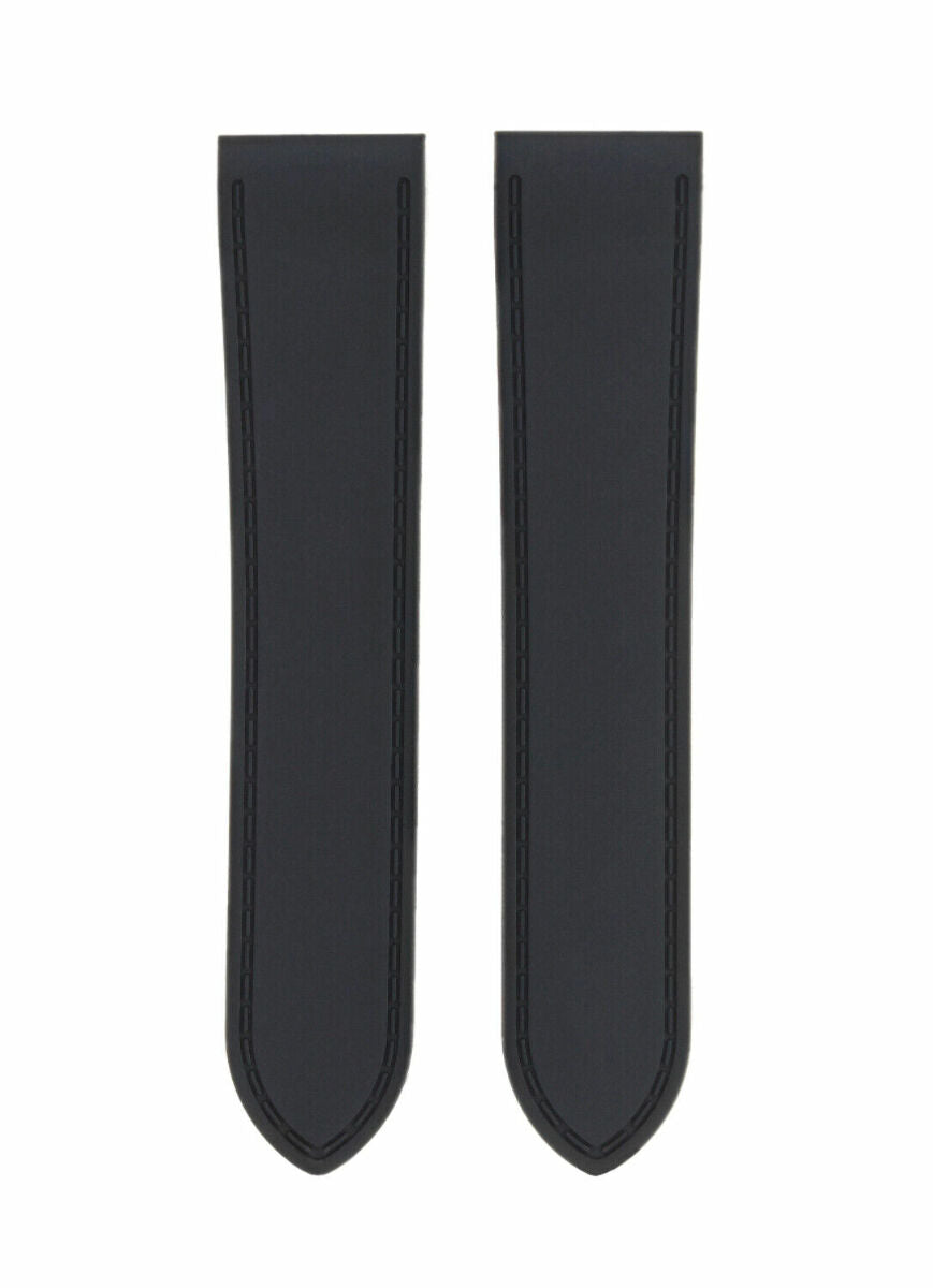 23-24.5MM RUBBER STRAP WATCH BAND FOR CARTIER SANTOS 100 XL + BLACK CLASP  SCREW, Black, view 2