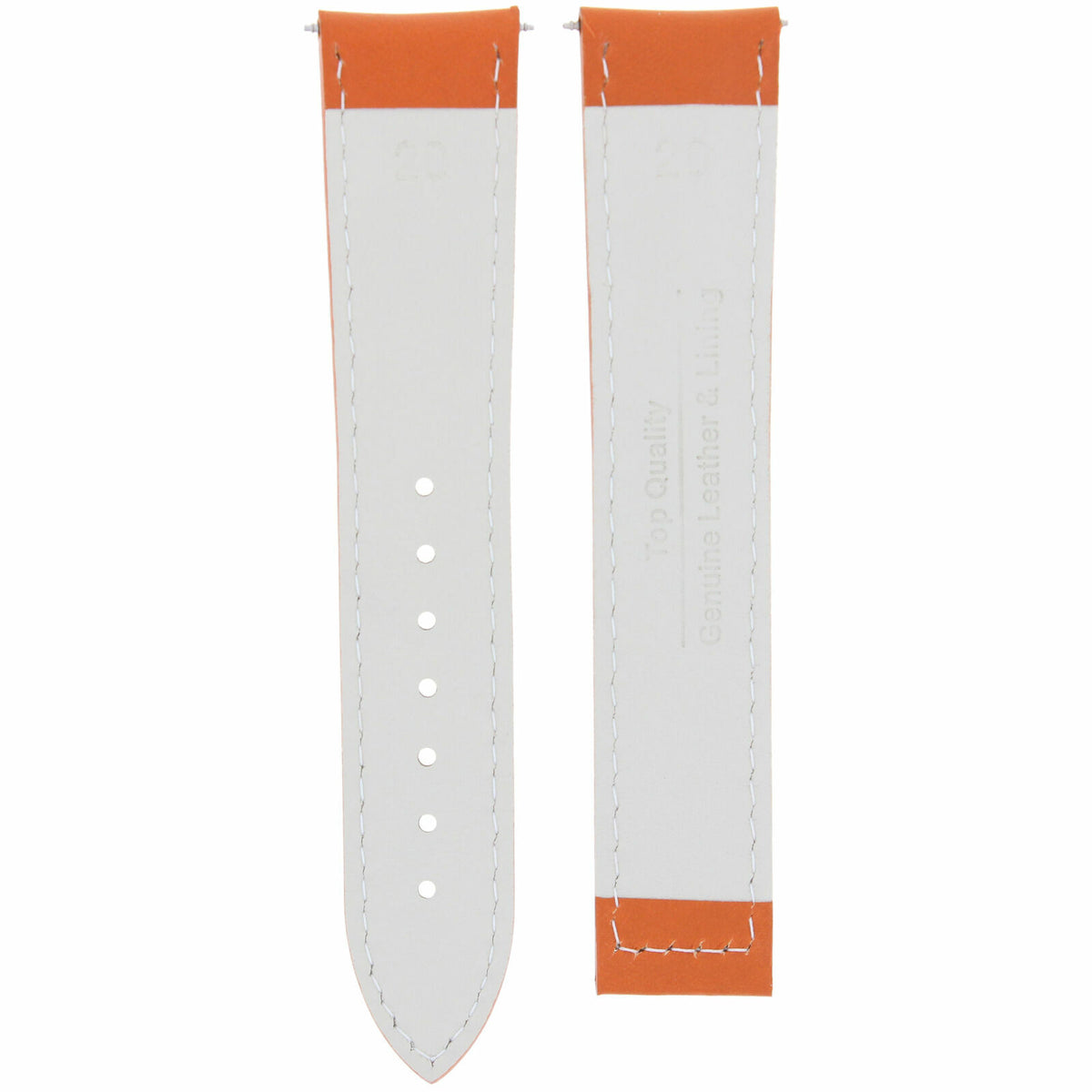 20-22-24MM LEATHER STRAP BAND FOR OMEGA SEAMASTER PLANET OCEAN DEPLOYMENT CLASP, Orange, underside view