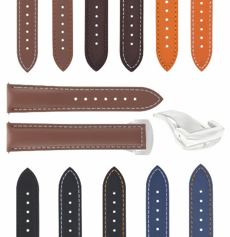 20-22-24MM LEATHER STRAP BAND FOR OMEGA SEAMASTER PLANET OCEAN DEPLOYMENT CLASP