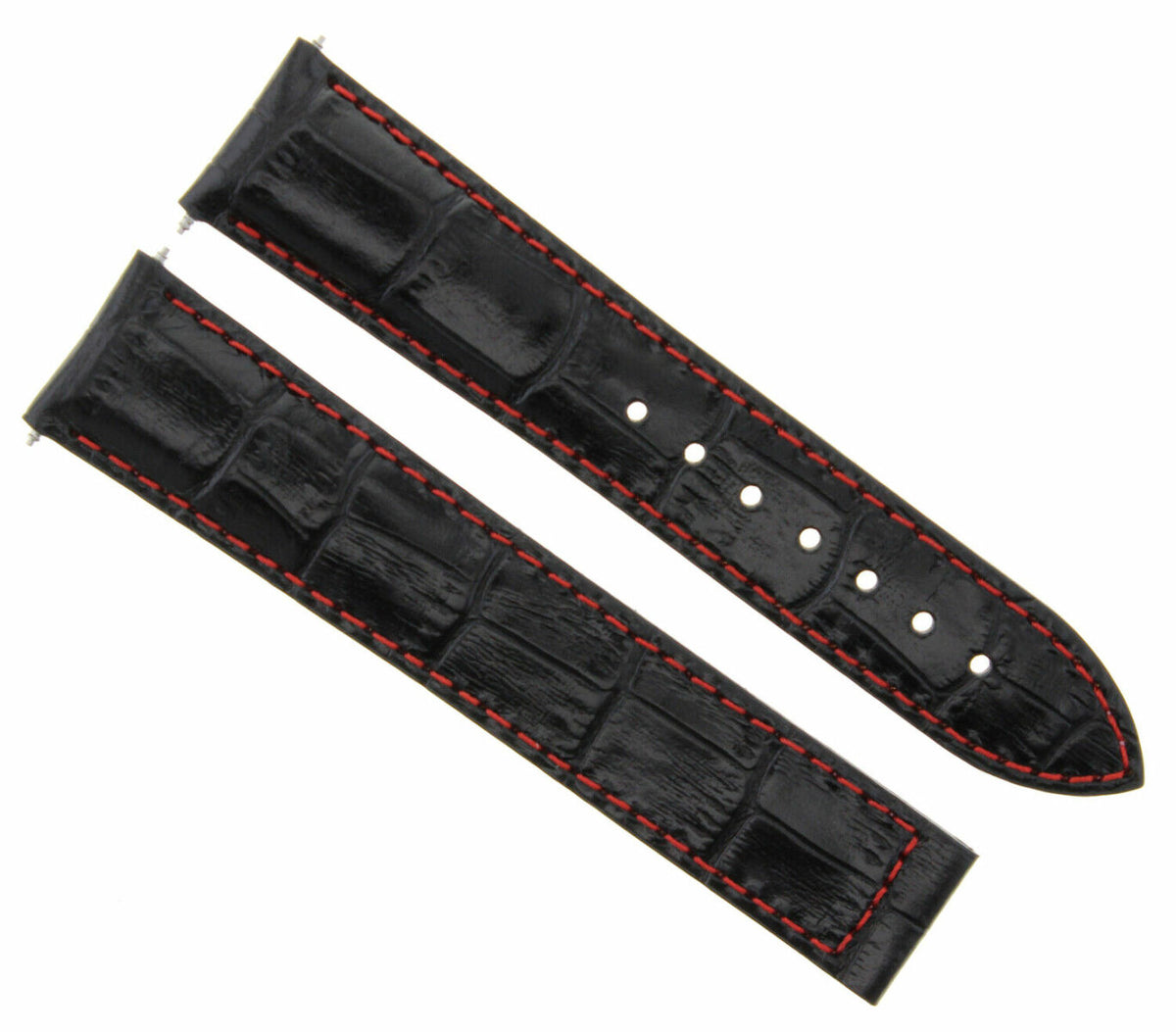 18-19-20-22-24MM LEATHER WATCH BAND STRAP FOR OMEGA SEAMASTER PLANET SPEEDMASTER - 20mm, Black with Red Stitching, view 2