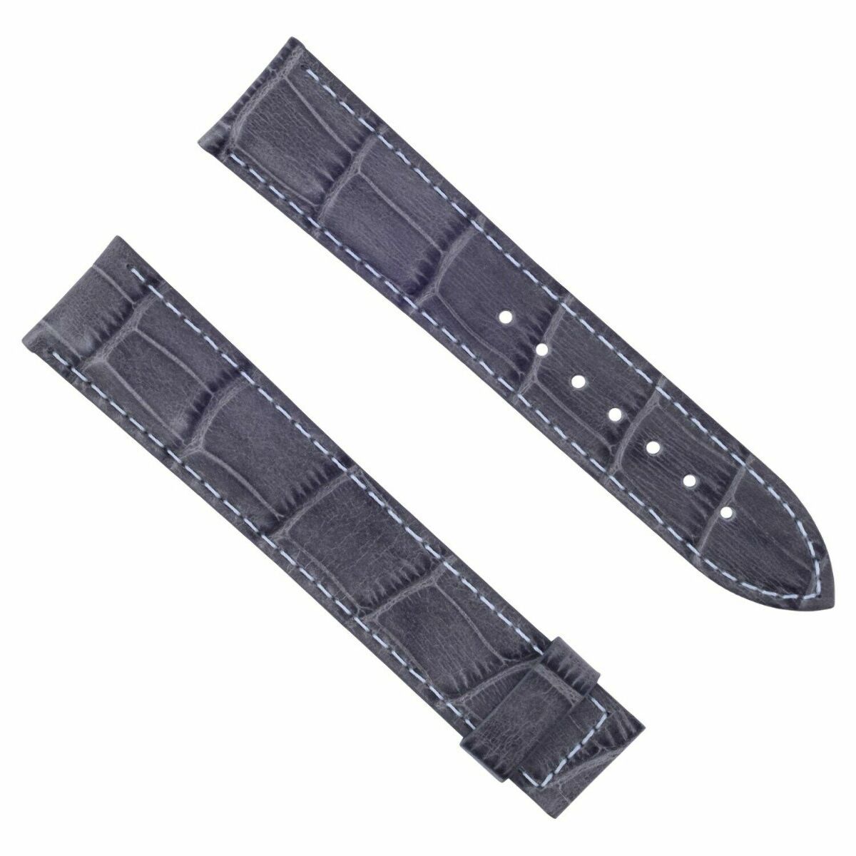 18-19-20-22-24MM LEATHER WATCH BAND STRAP FOR OMEGA SEAMASTER PLANET SPEEDMASTER - 20mm, Grey with White Stitching