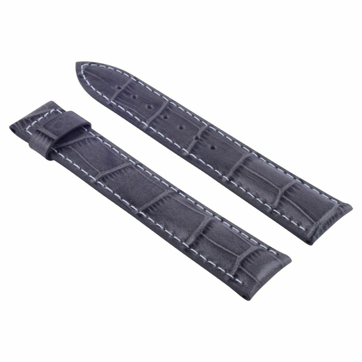 18-19-20-22-24MM LEATHER WATCH BAND STRAP FOR OMEGA SEAMASTER PLANET SPEEDMASTER - 20mm, Grey with White Stitching, view 2