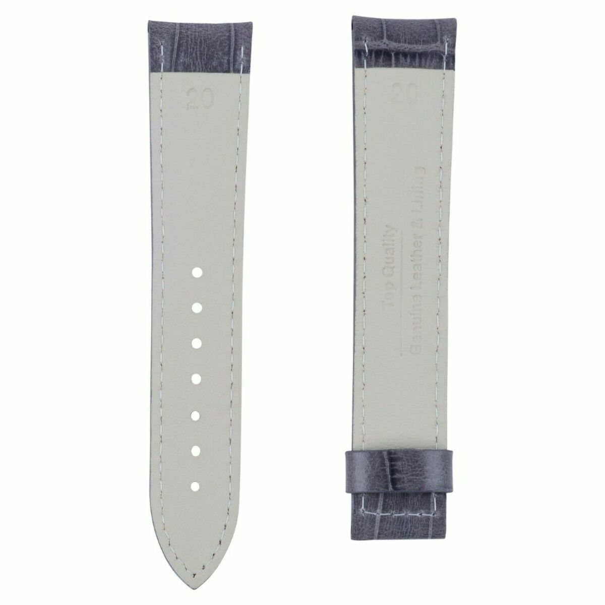 18-19-20-22-24MM LEATHER WATCH BAND STRAP FOR OMEGA SEAMASTER PLANET SPEEDMASTER - 20mm, Grey with White Stitching, view 4