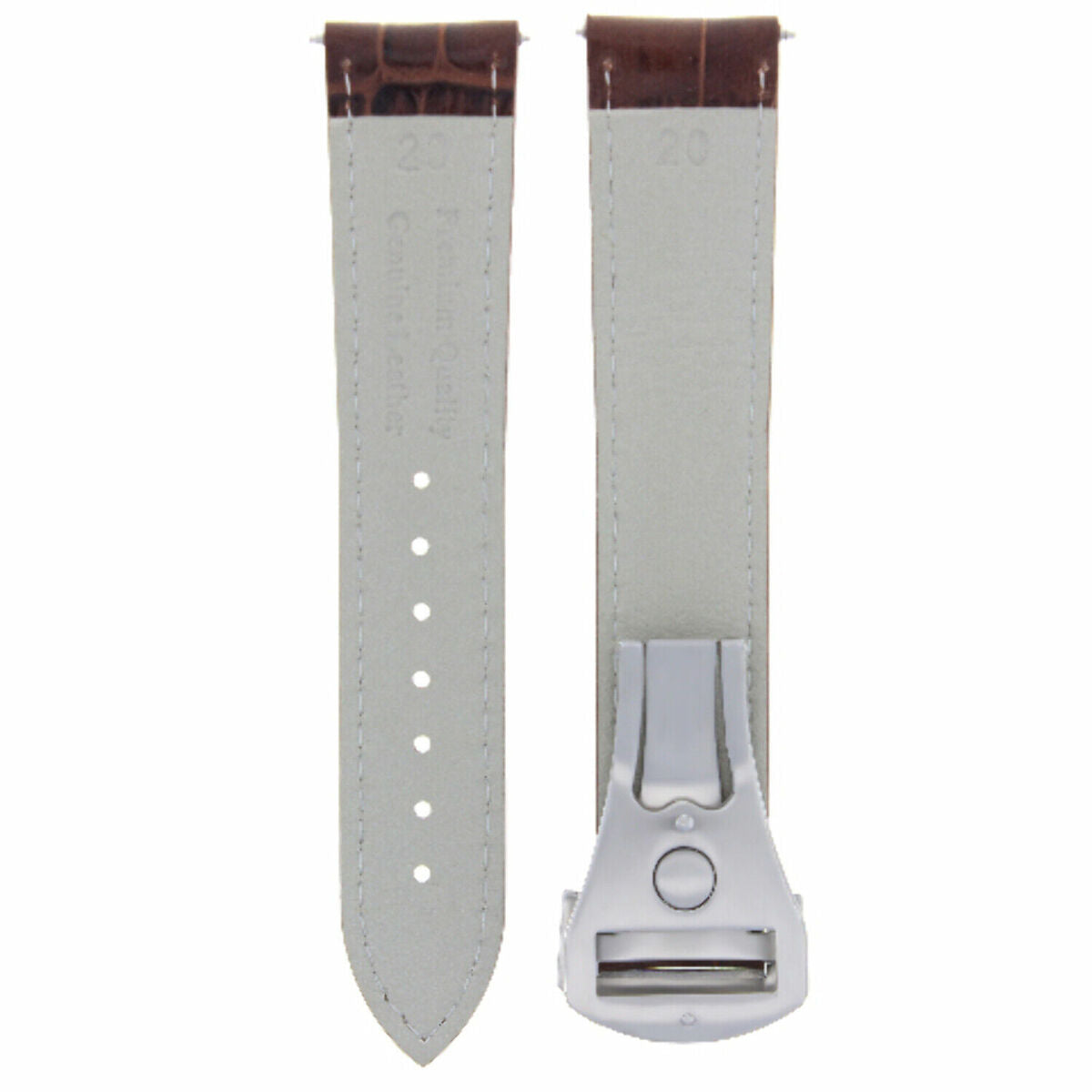 18-19-20-22-24MM LEATHER WATCH BAND STRAP FOR OMEGA SEAMASTER PLANET SPEEDMASTER - 20mm, Light Brown White Stitching, view 4