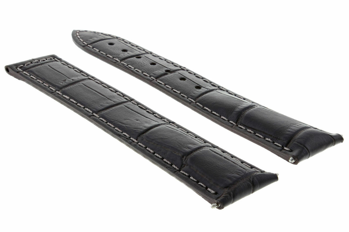 18-19-20-22-24MM LEATHER WATCH BAND STRAP FOR OMEGA SEAMASTER PLANET SPEEDMASTER - 20mm, Dark Brown White Stitching, view 3