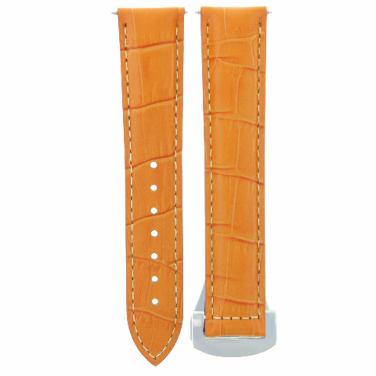 18-19-20-22-24MM LEATHER WATCH BAND STRAP FOR OMEGA SEAMASTER PLANET SPEEDMASTER - 20mm, Orange with White Stitching