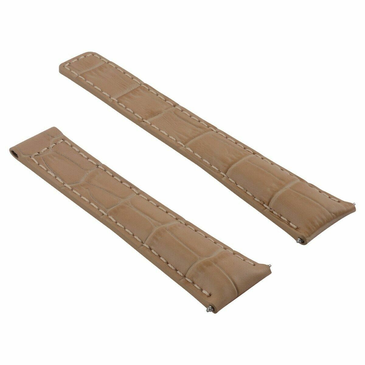 19/16MM-20/16MM LEATHER STRAP BAND UNIVERSAL DEPLOYMENT MATTE STAINLESS STEEL