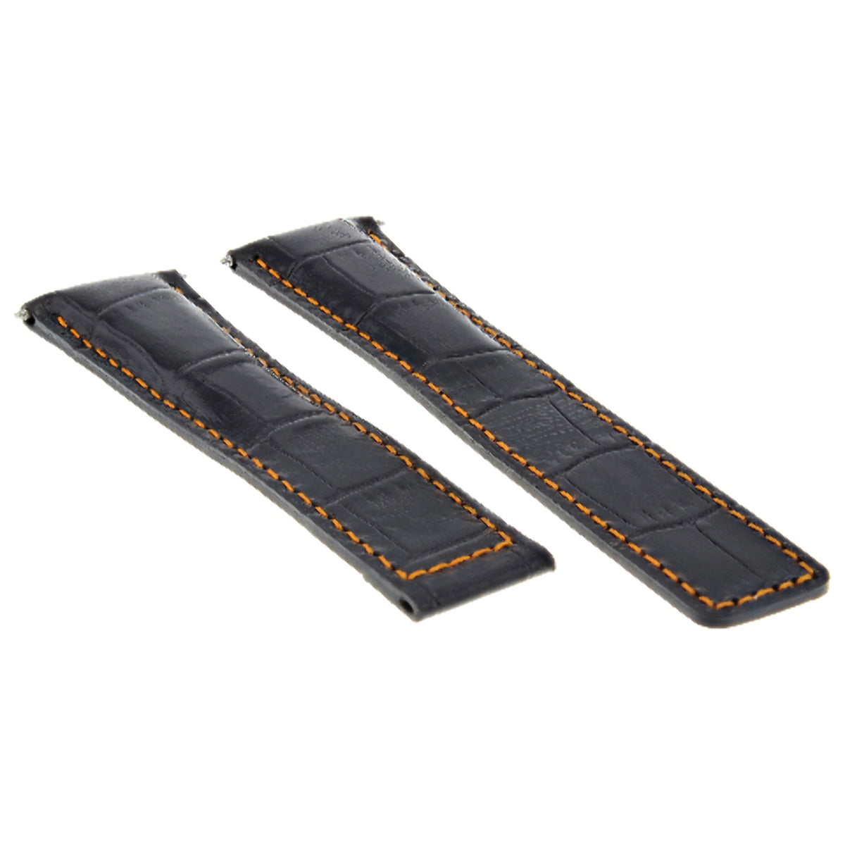 20-22MM LEATHER WATCH STRAP BAND FOR TAG HEUER CARRERA WATCH CV2A10 FC5037/39/40, Black with Orange Stitching, view 2