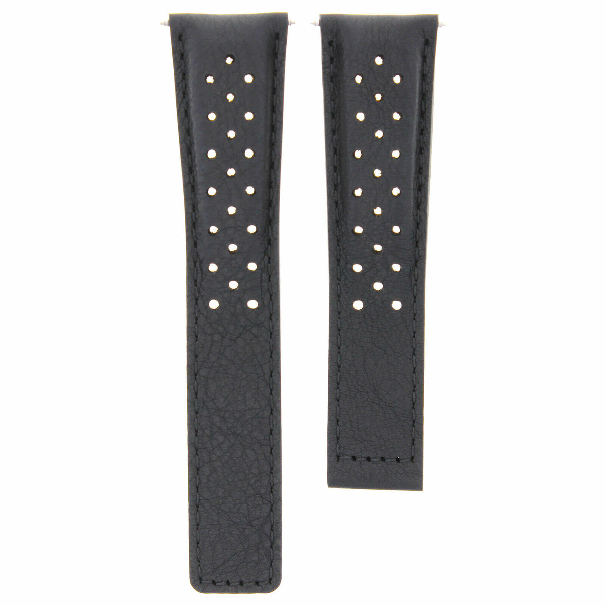 20-22MM LEATHER STRAP BAND UNIVERSAL TWO-PIECE ITALY CALF LEATHER WATCH STRAP, Black, view 2
