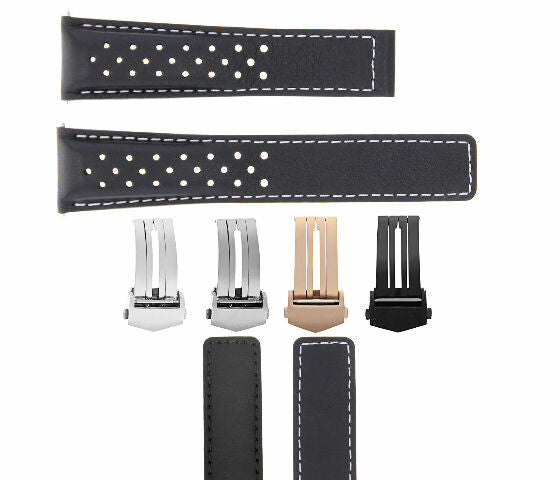 19-20MM LEATHER WATCH BAND STRAP UNIVERSAL MATTE DEPLOYMENT CLASP TWO-PIECE