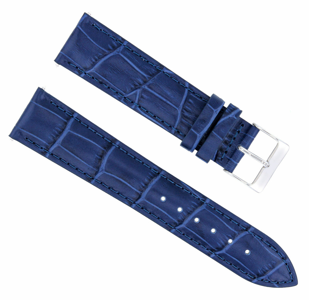 19/16MM-20/16MM LEATHER WATCH BAND STRAP FOR ROLEX WATCH + BUTTERFLY CLASP, Blue, view 2