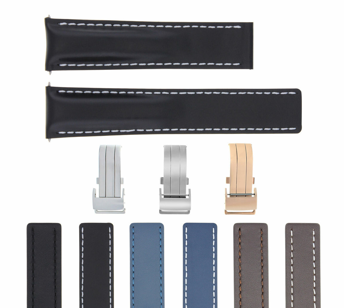 22-24MM Leather Watch Strap Smooth for Breitling Navitimer Bentley Waterproof