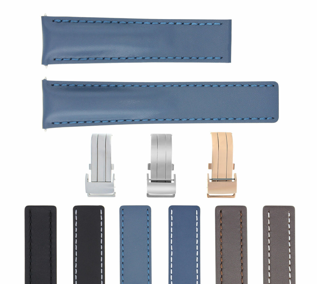 22-24MM Leather Watch Strap Smooth for Breitling Navitimer Bentley Waterproof