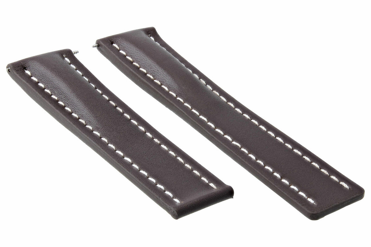 22-24MM Leather Watch Strap Smooth for Breitling Navitimer Bentley Waterproof, front view