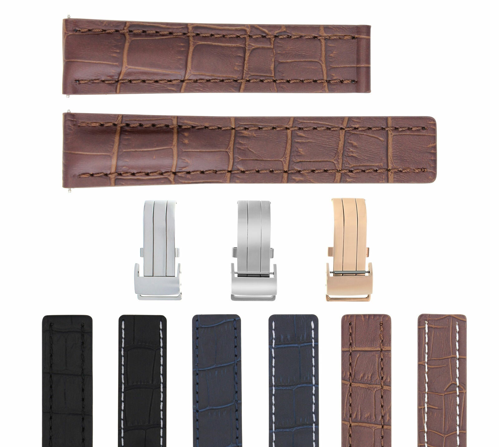 22-24MM LEATHER STRAP BAND FOR BREITLING NAVITIMER PILOT SUPEROCEAN BENTLEY COLT